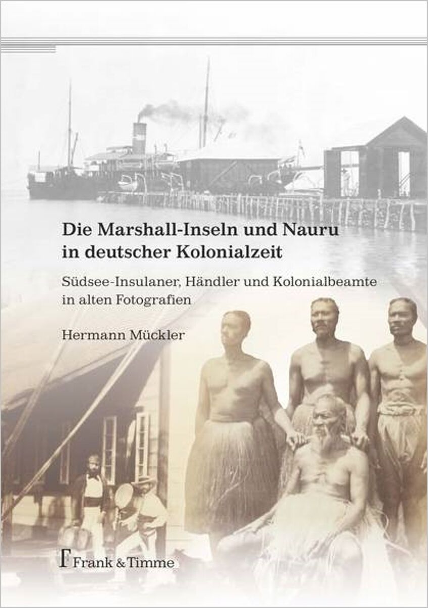 Cover of the book. Old photograph of a group of native islanders and an other old photograph of a steamboat an a jetty.